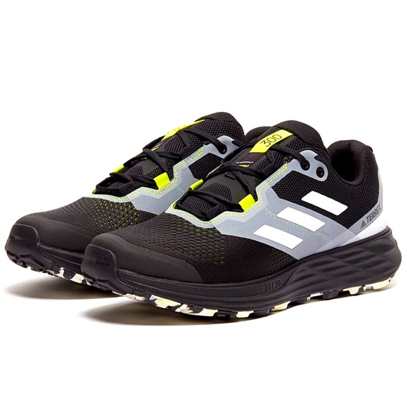 Adidas Terrex Black Lime Athletic Shoes Size 10.5 Run Hike Walk Workout Active - Picture 1 of 8